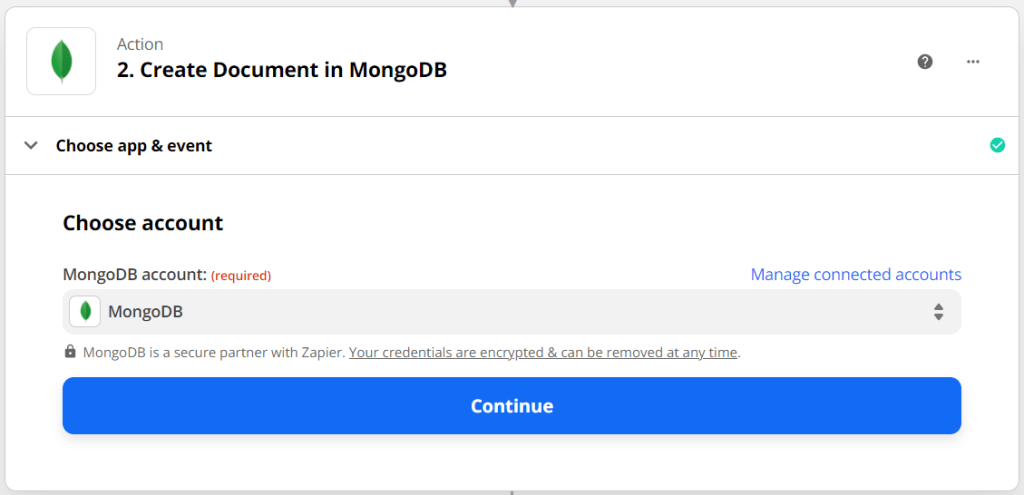 WordPress MongoDB - Choose Account